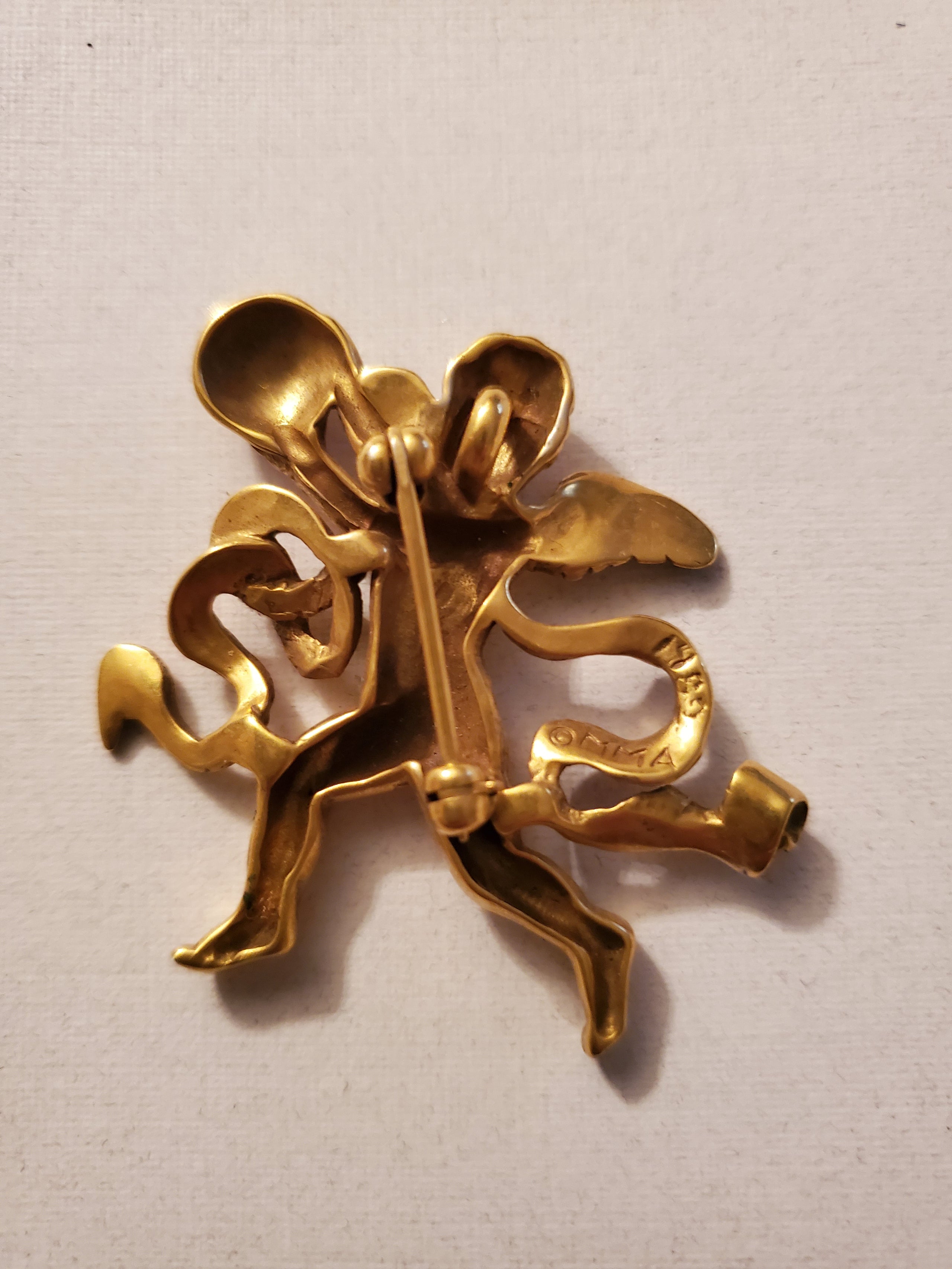 Vintage Cherub Angel Pin Brooch Pendant Two Sisters Antiques